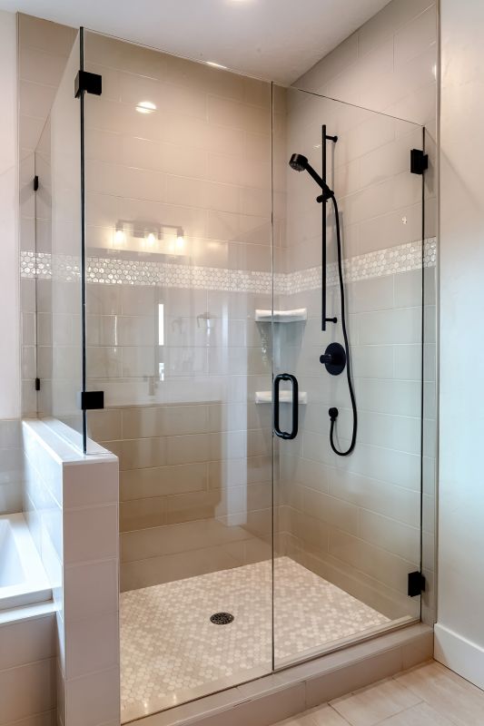 Contemporary Shower with Black Fixtures